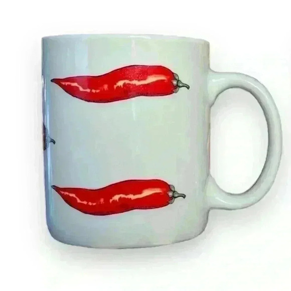 SET of 2 Vintage BIA Cordon Bleu Chili Pepper Mugs Coffee Cups - Picture 6 of 10